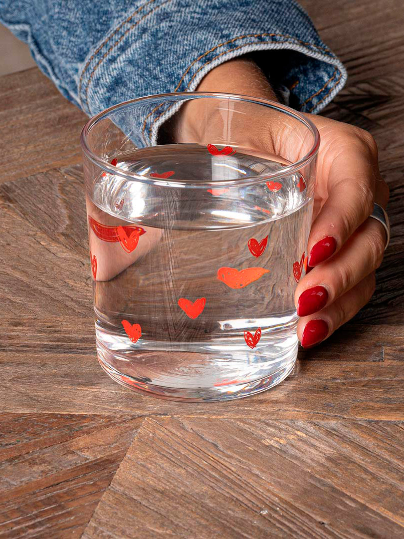 Bicchieri Acqua Set 6 pz Cuori Rossi