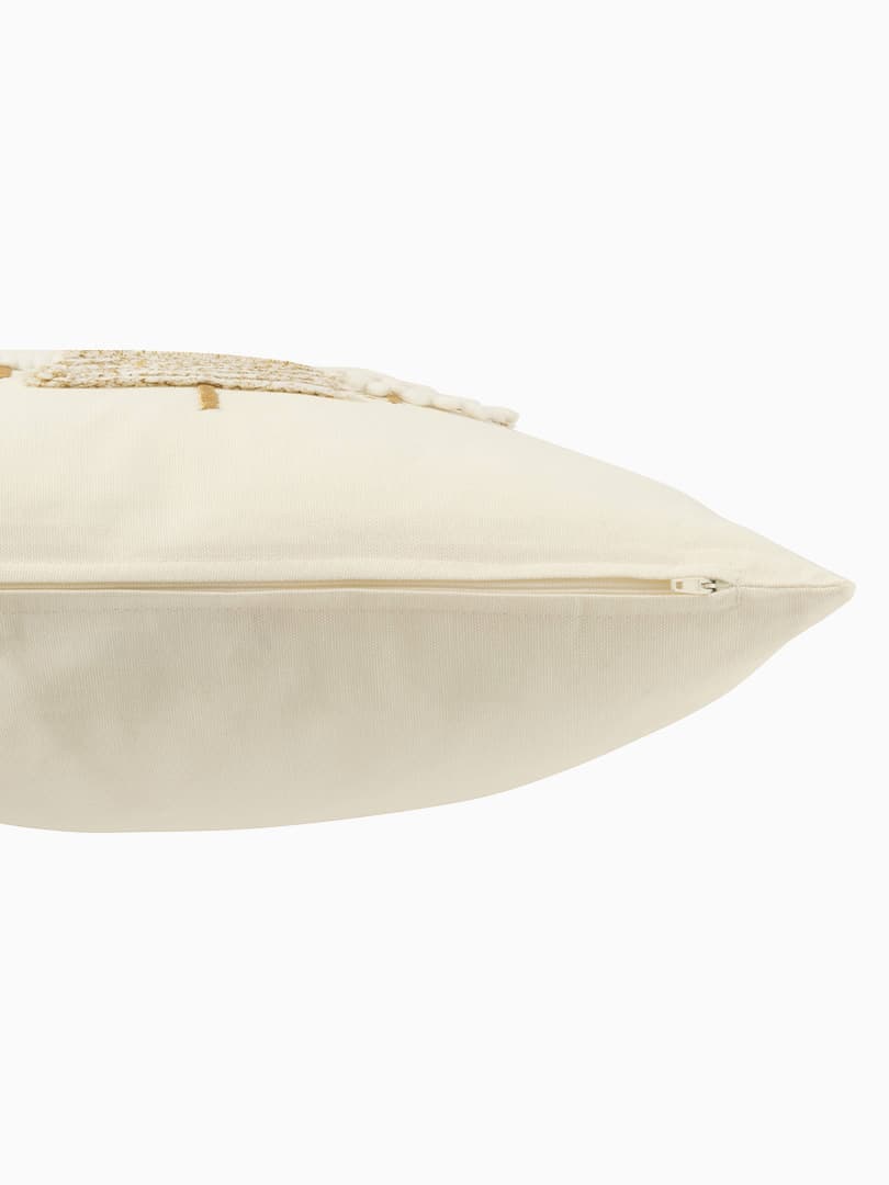 Cuscino Alberi di Natale Rilievo in Cotone Bianco e Oro 47122