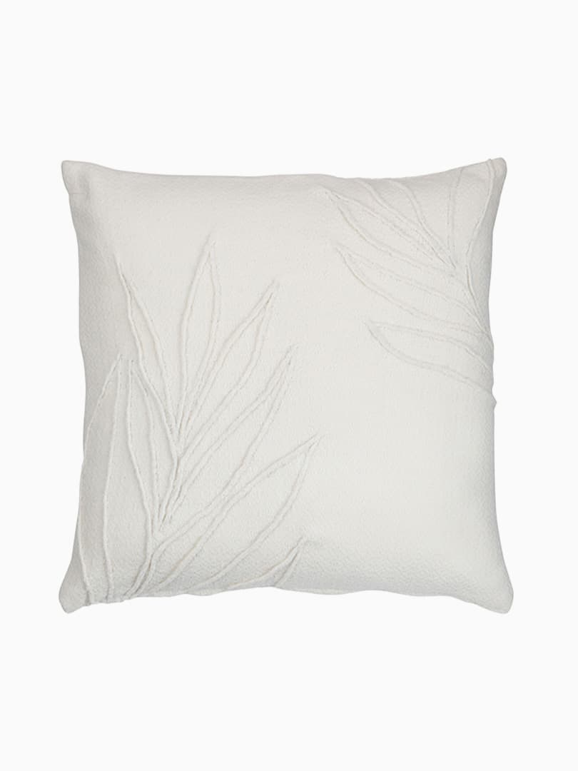 Cuscino Foglie Fine Quadrato in Poliestere Bianco