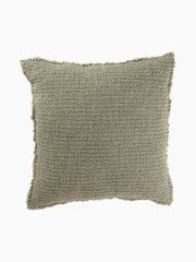 Cuscino con Bordo Sfilacciato in Cotone e Poliestere Verde Salvia