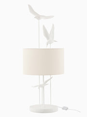 Lampada Uccelli in Resina Bianco e Beige