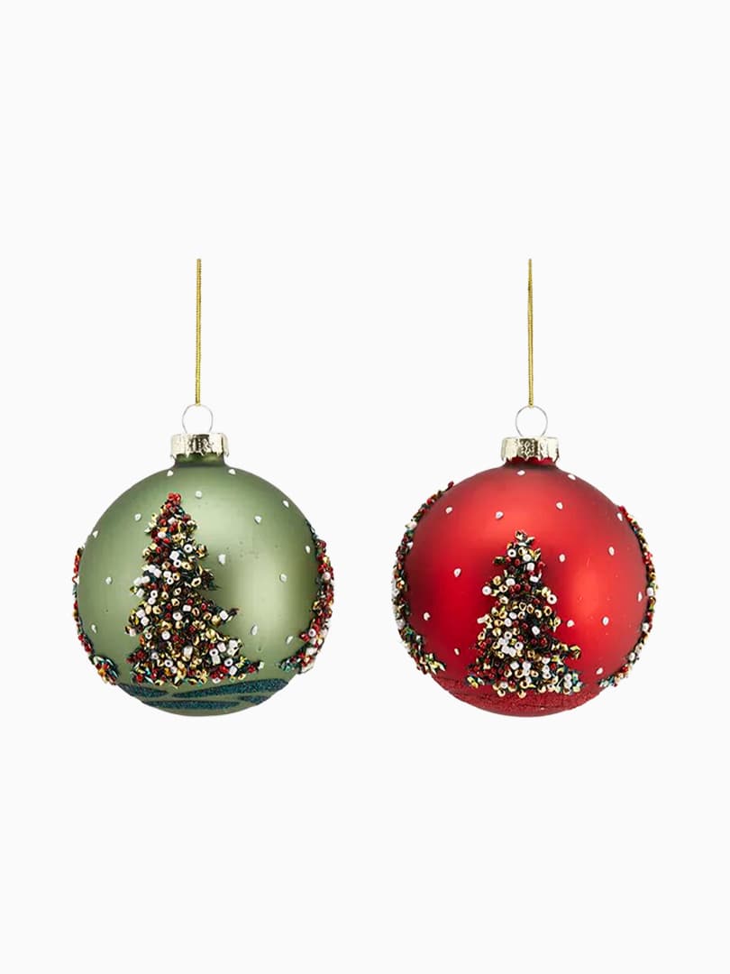 Palline di Natale in Vetro con Pino