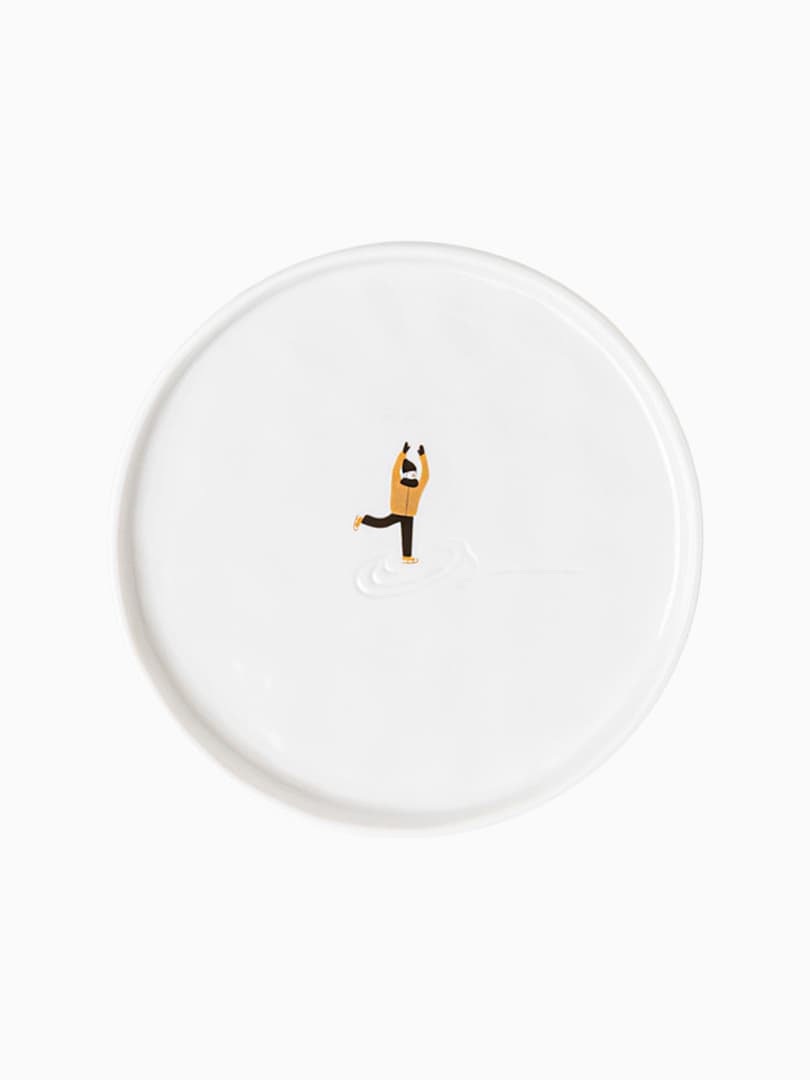 Piatto Dessert in Porcellana Pattinaggio sul Ghiaccio