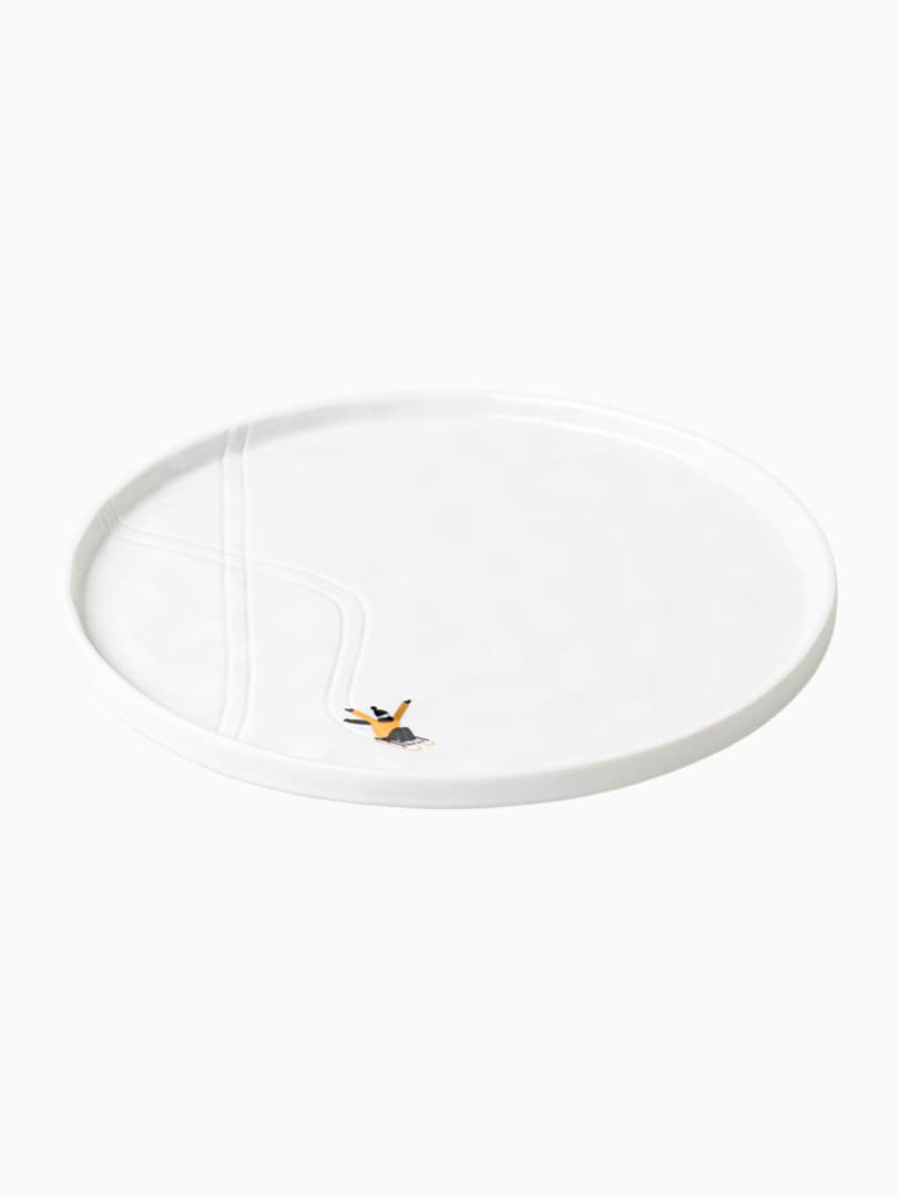 Piatto Piano in Porcellana Slittino Dorato