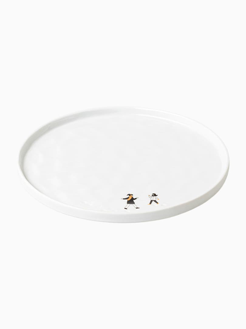 Piatto Piano in Porcellana Battaglia Palle di Neve