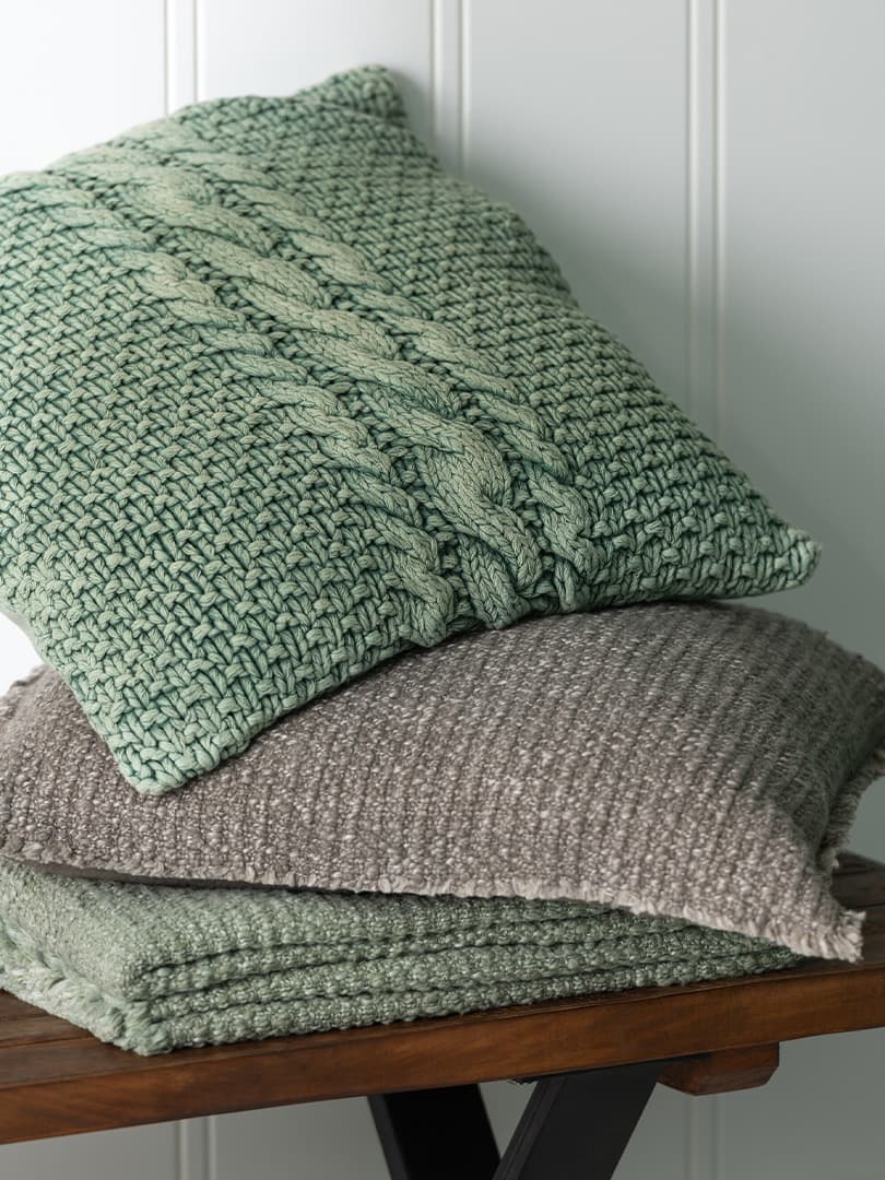 Plaid Bordo Sfilacciato in Cotone e Poliestere Verde