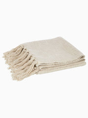 Plaid Frangia in Cotone Beige