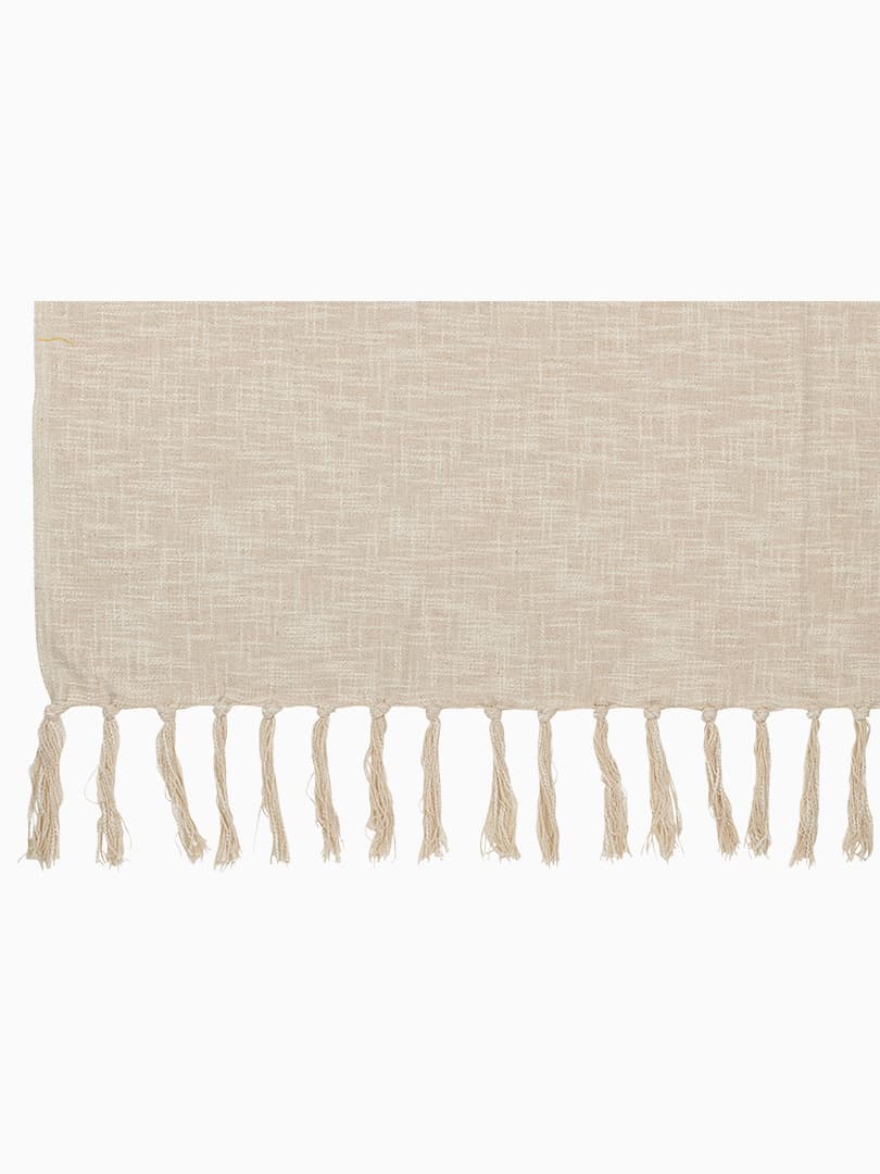 Plaid Frangia in Cotone Beige