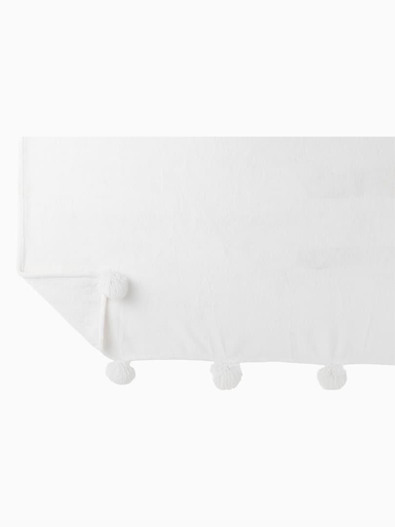 Plaid Pompon Bianco