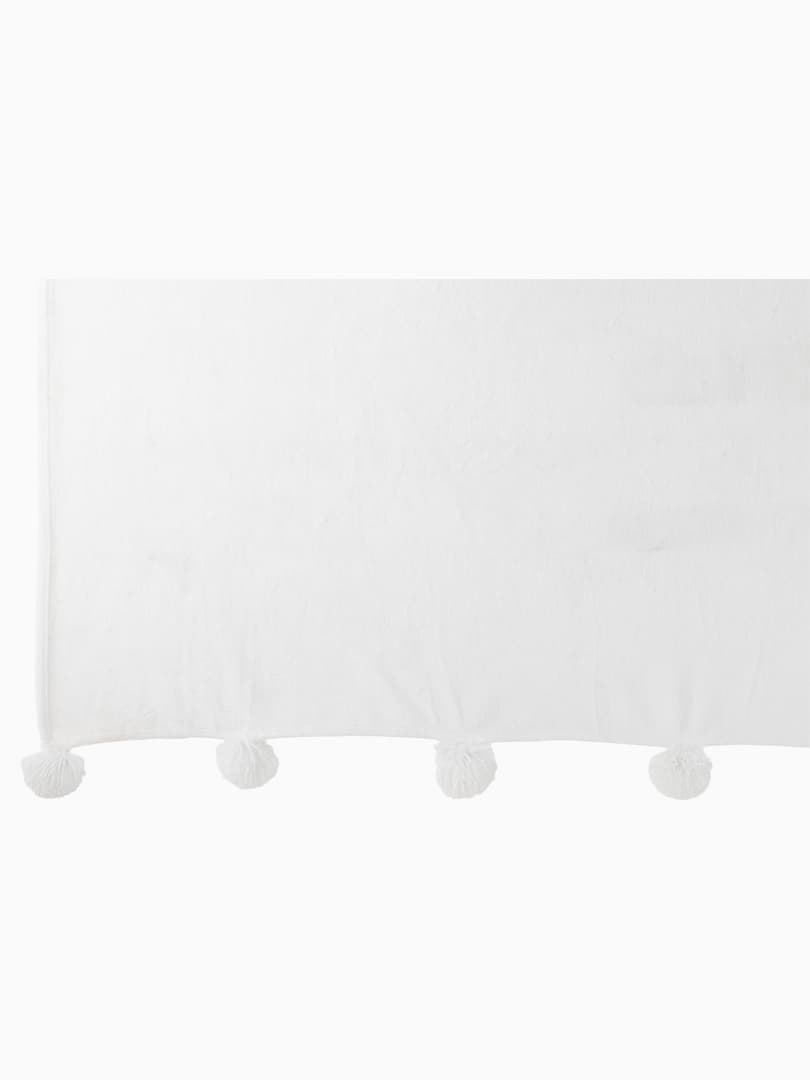 Plaid Pompon Bianco