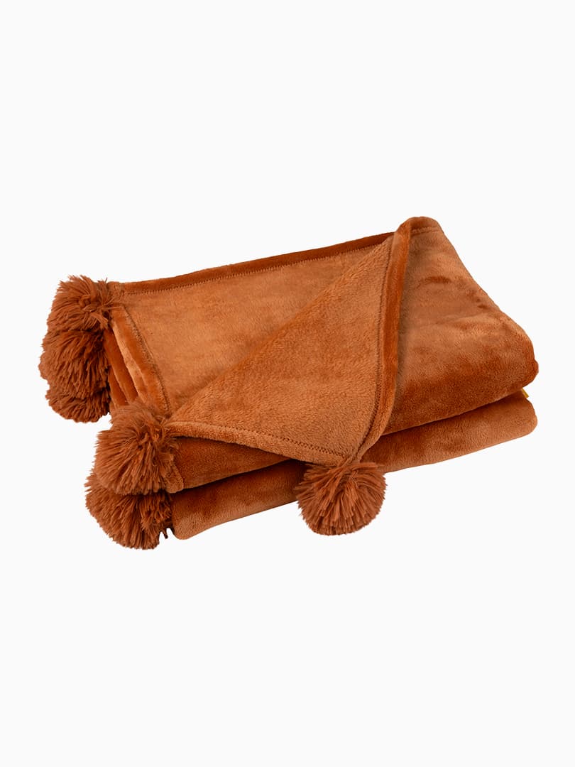 Plaid Pompon color Ruggine