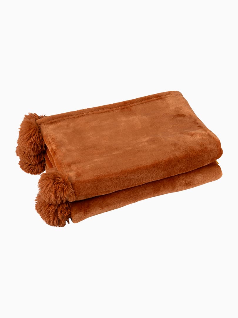 Plaid Pompon color Ruggine