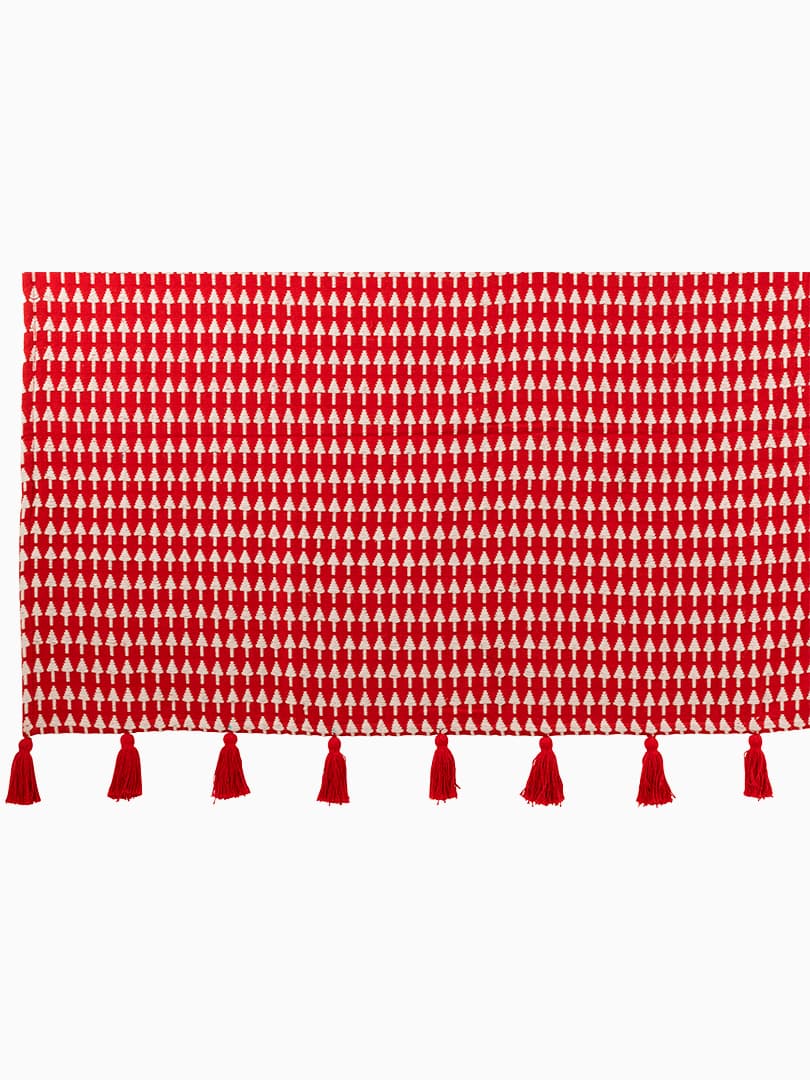 Plaid Rosso e Bianco con Nappe