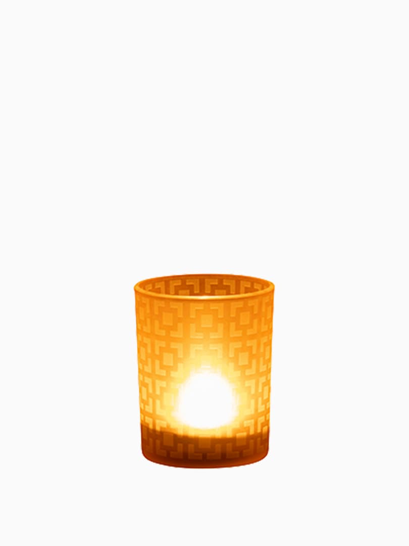 Portacandele Quadretti Vetro Beige Medium