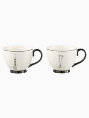 Set di 2 Tazze in Ceramica con Illustrazioni