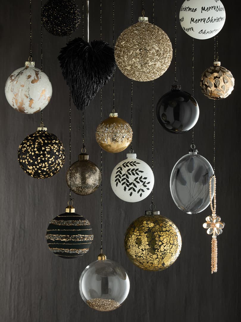 Set di 4 Palline di Natale 2+2 Nero Medium