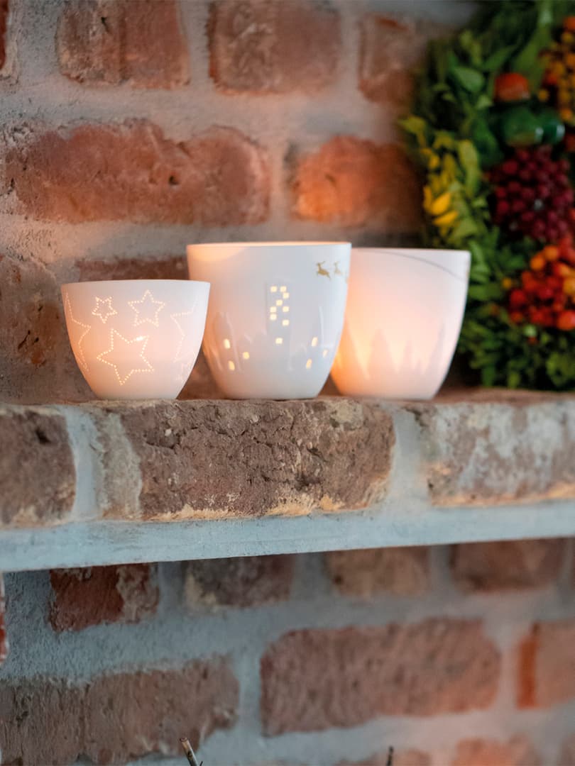 Vasetto Porta Candele in Porcellana