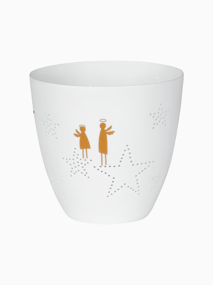 Vasetto Portacandele in Porcellana con Angeli