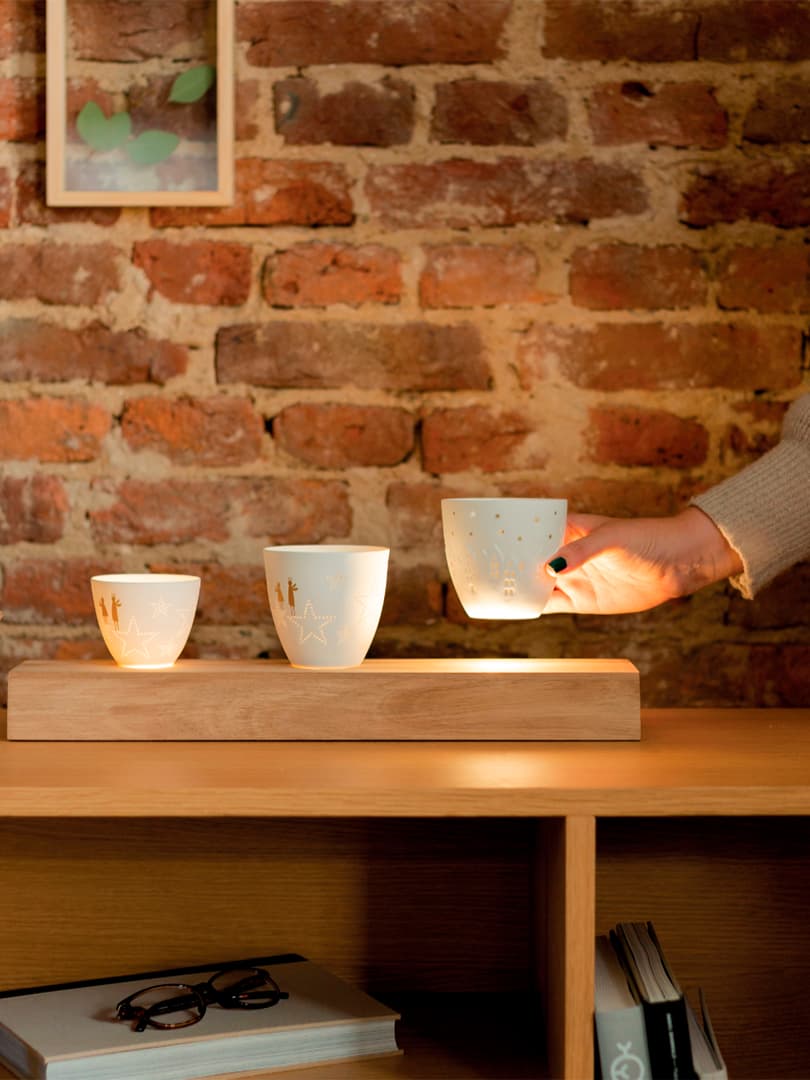 Vasetto Portacandele in Porcellana con Angeli