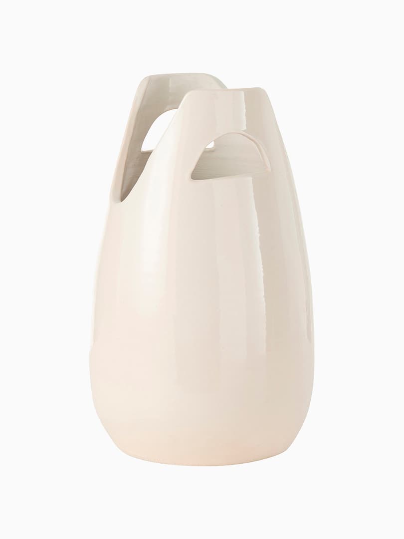 Vaso Bianco in Ceramica con Manici, alt. 40 cm