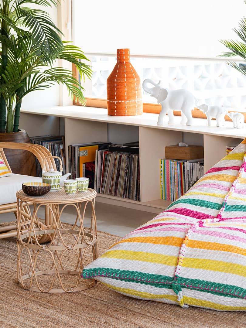 Vaso Bottiglia a Righe Puntini Giunco di Mare Assortimento di 3