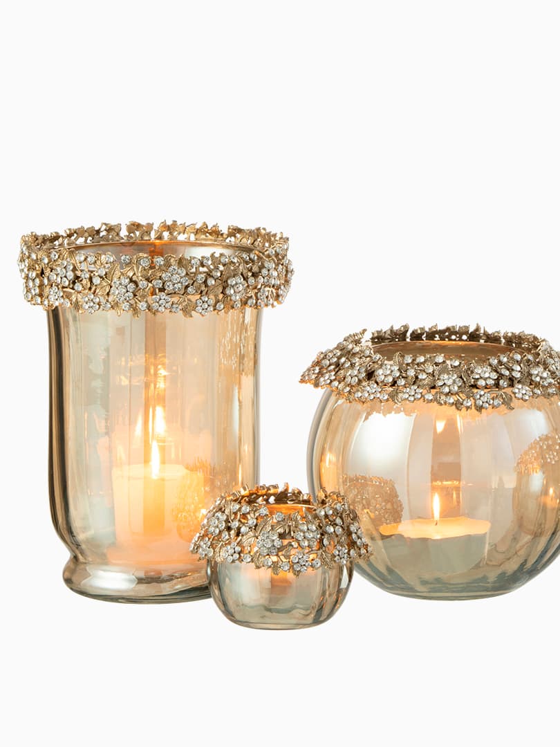 Vaso Porta Candela Oro Fumé