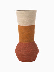 Vaso a Righe Giunco di Mare Naturale, Ruggine e Terracotta