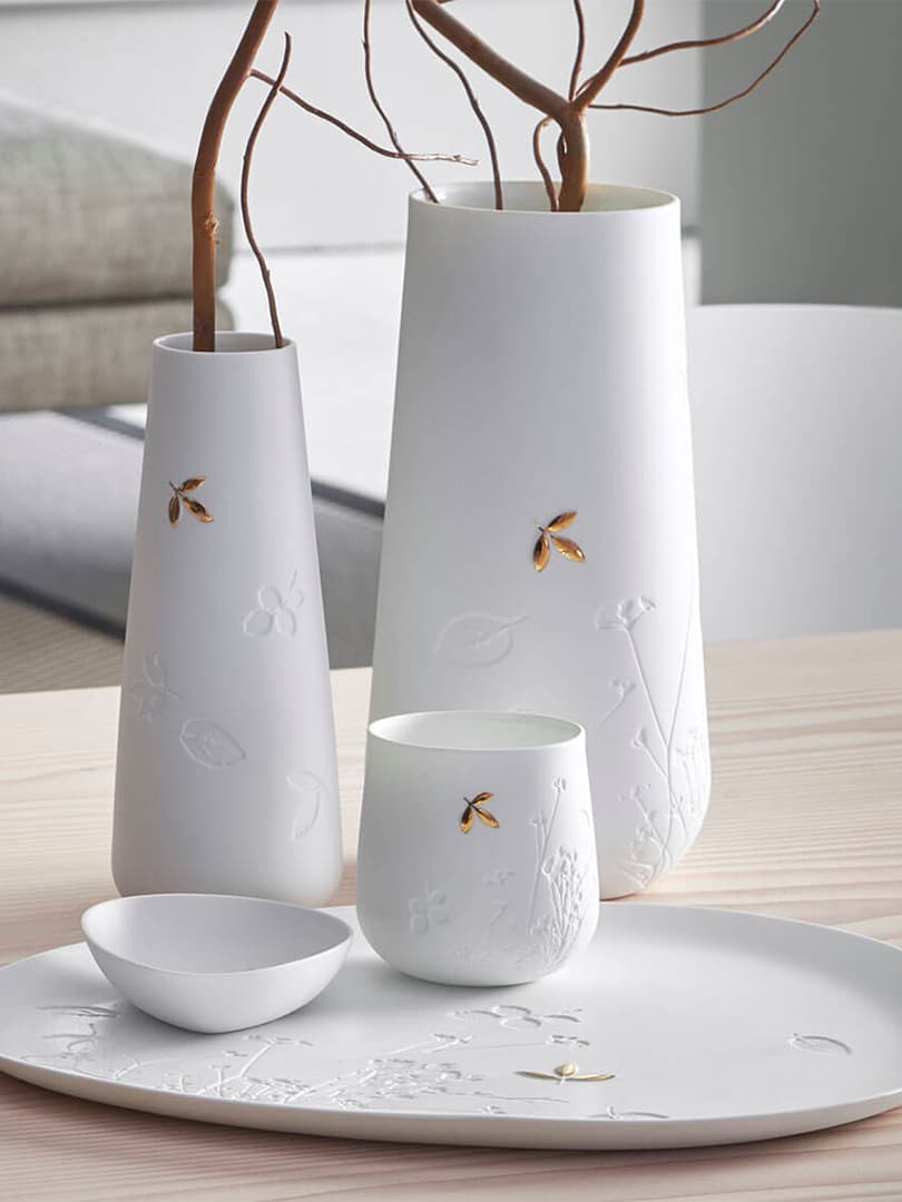 Vaso in Porcellana con Foglia d'Oro