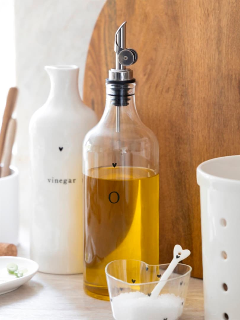 Bottiglia di Vetro per Olio con Cuore Nero