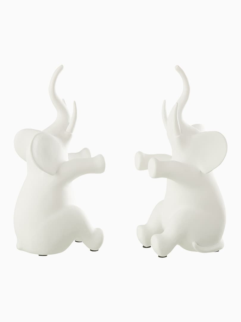 Fermalibri Elefante Seduto in Resina Bianco