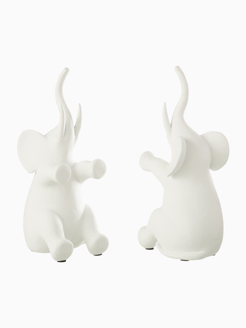 Fermalibri Elefante Seduto in Resina Bianco