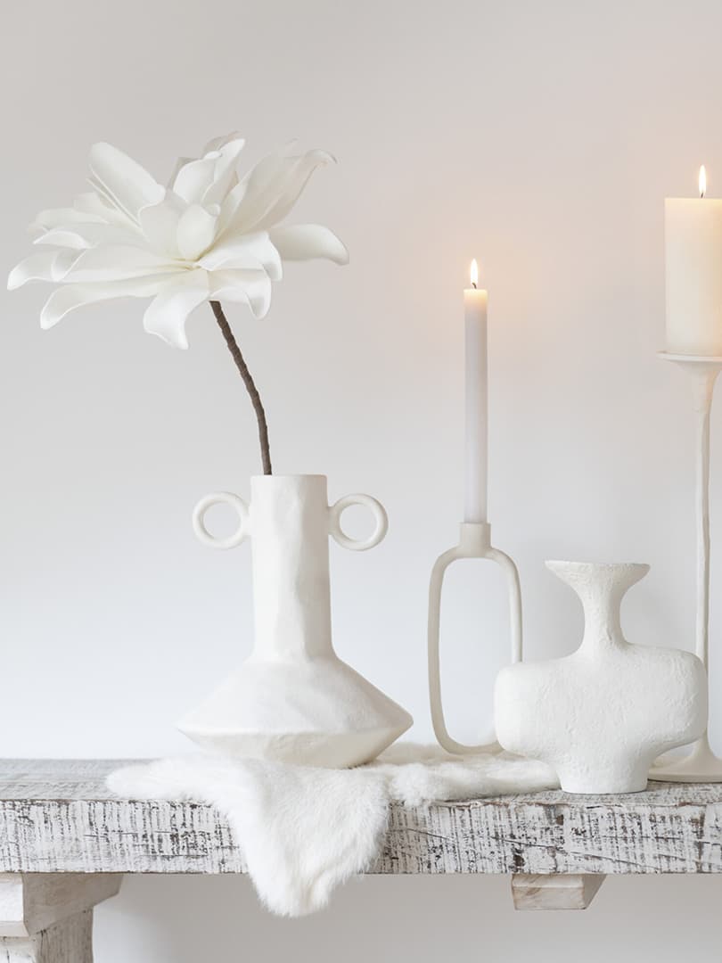 Fiore Foglie Corte 1 Testa Eva Bianco