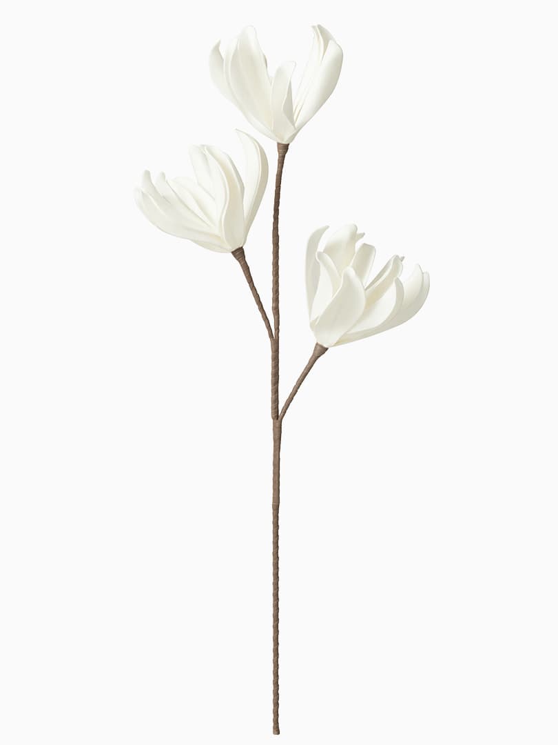 Fiore Foglie Corte 3 Teste Eva Bianco