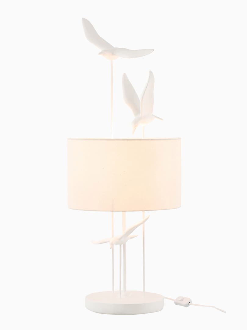 Lampada Uccelli in Resina Bianco e Beige