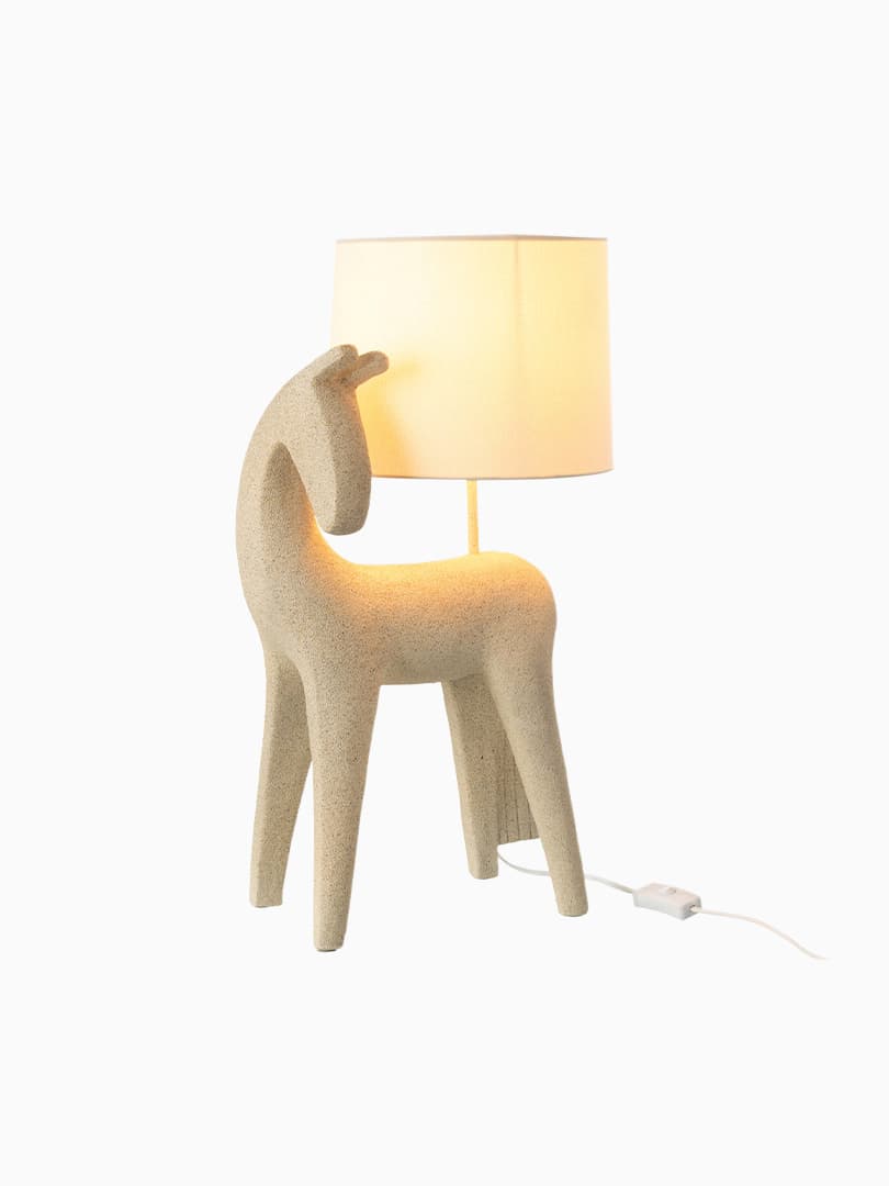 Lampada da Tavolo Cavallo Moderno in Resina Beige