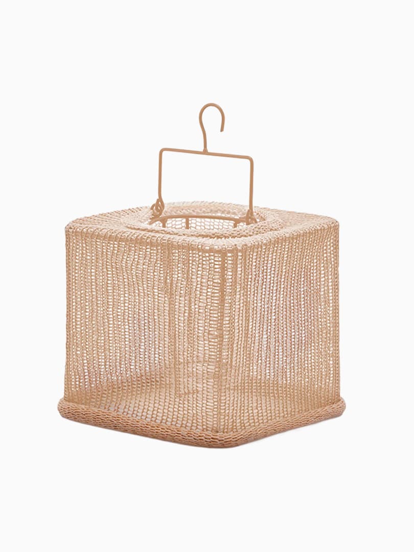 Lanterna Cubo in Tessuto Colore Sabbia