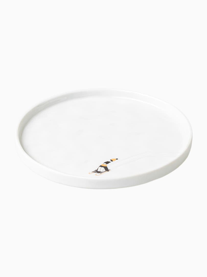 Piatto Dessert in Porcellana Slittino Dorato