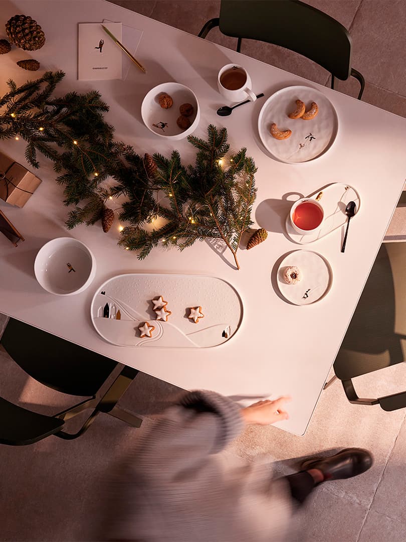 Piatto Dessert in Porcellana Skiing