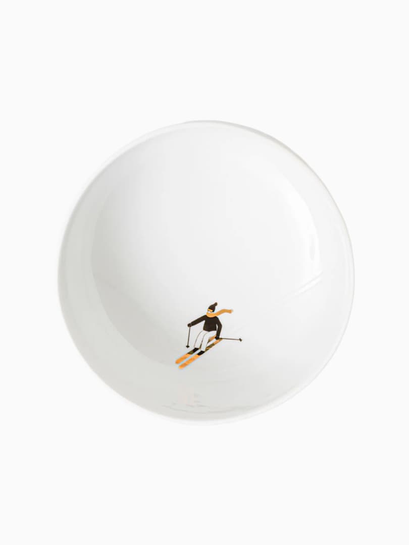 Piatto Fondo in Porcellana Skiing