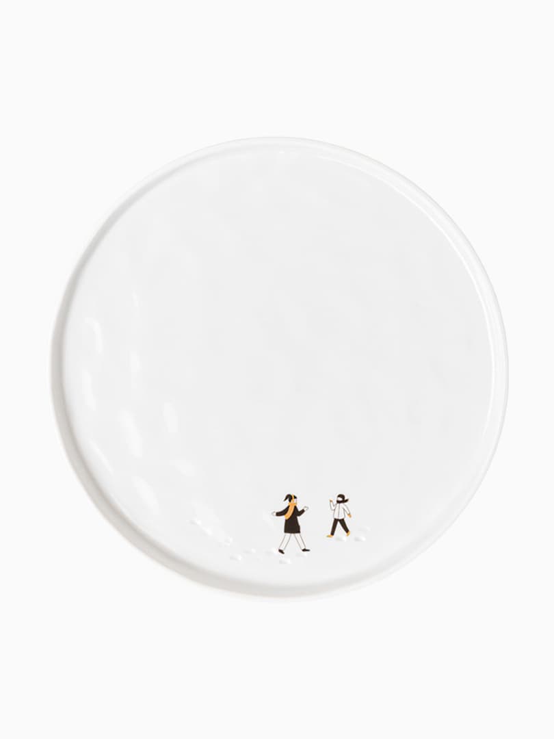 Piatto Piano in Porcellana Battaglia Palle di Neve