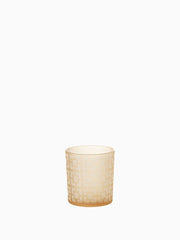 Porta T-Light Quadretti Vetro Beige Small