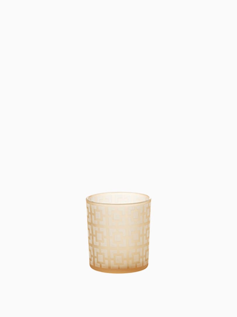 Porta T-Light Quadretti Vetro Beige Small