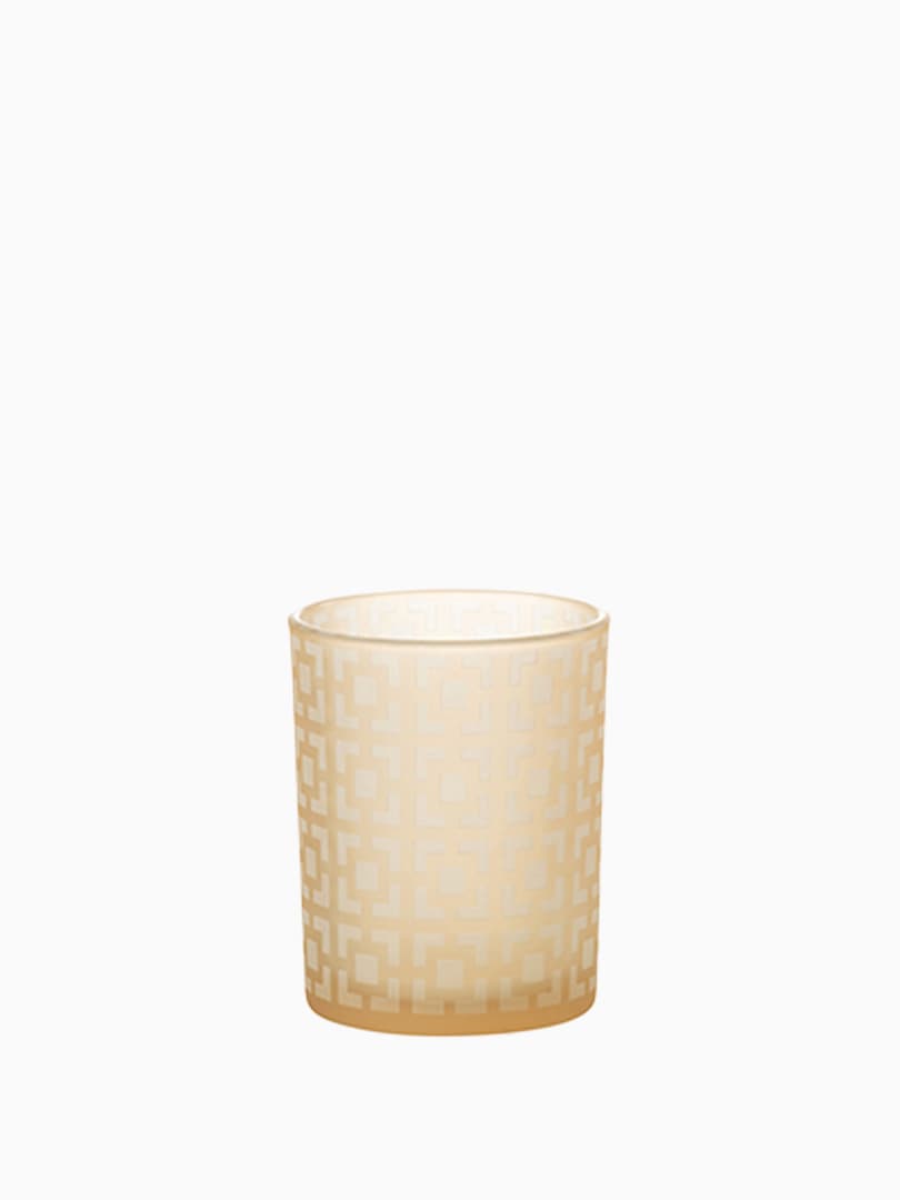 Portacandele Quadretti Vetro Beige Medium