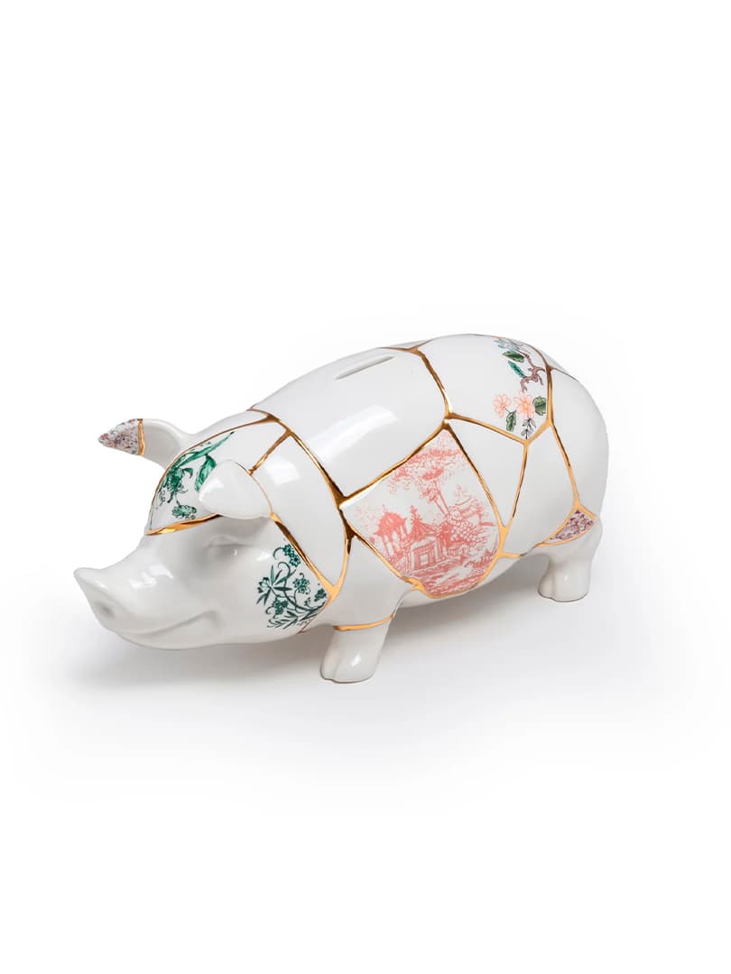 Salvadanaio in Porcellana Kintsugi