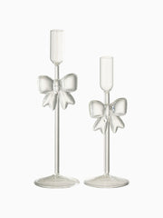 Set di 2 Candelieri in Vetro Trasparente