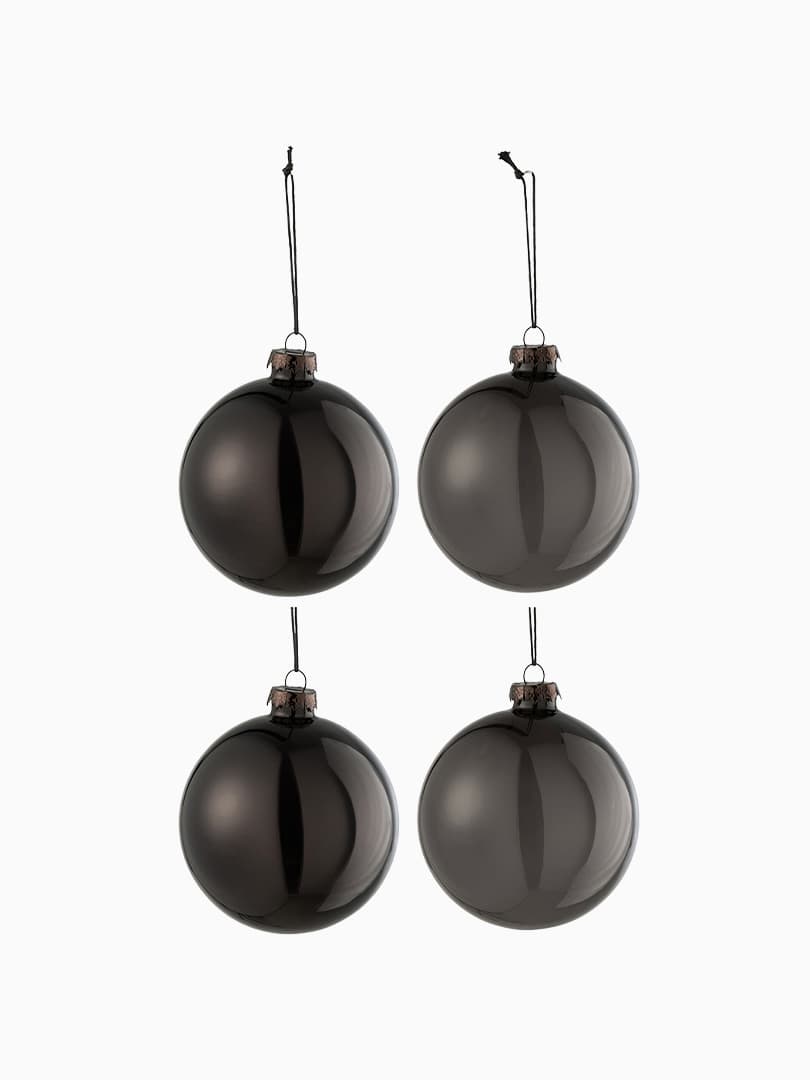 Set di 4 Palline di Natale 2+2 Nero Medium 