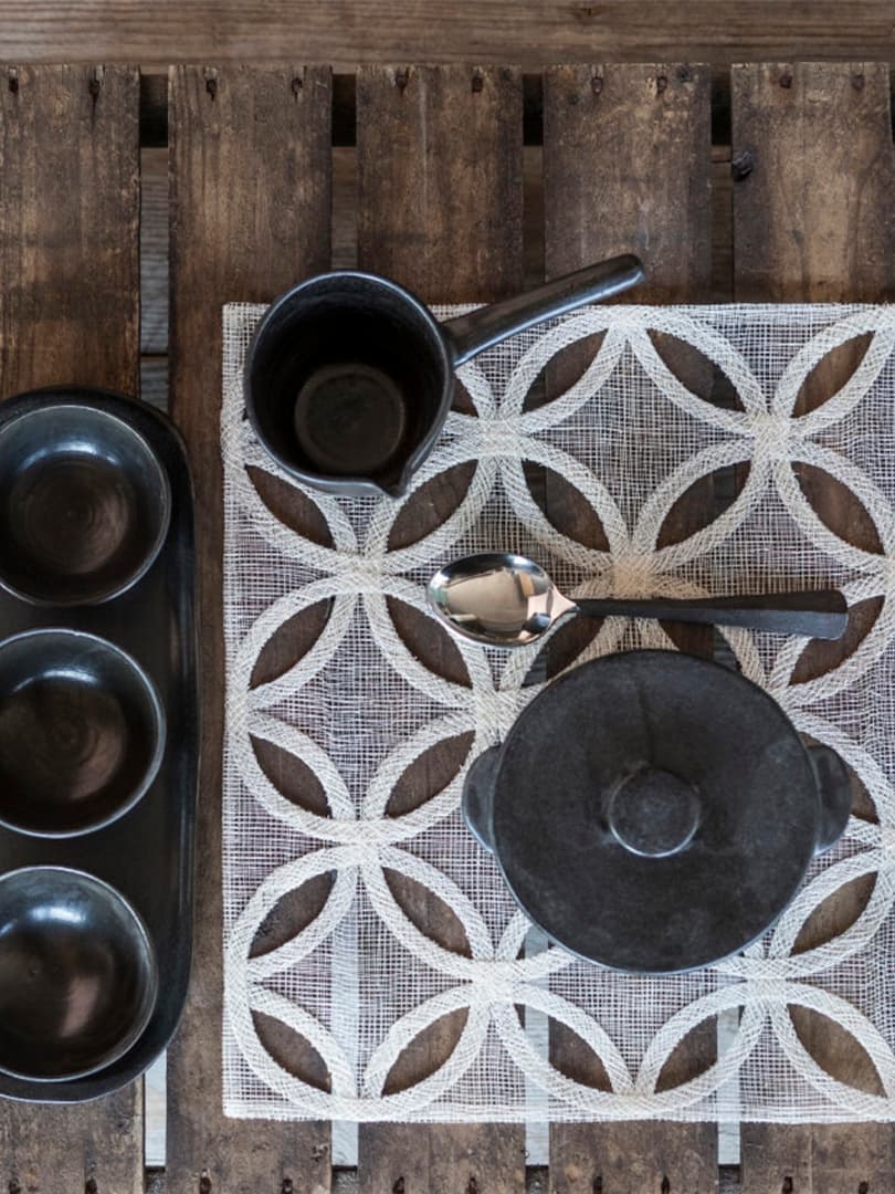 Sottopiatto Quadro in Abaca Bianco