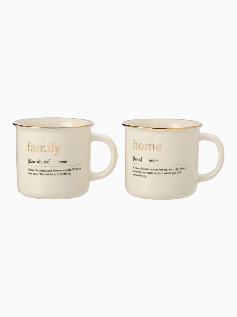 Tazza Messaggio Family Home Ceramica Oro Assortimento di 2