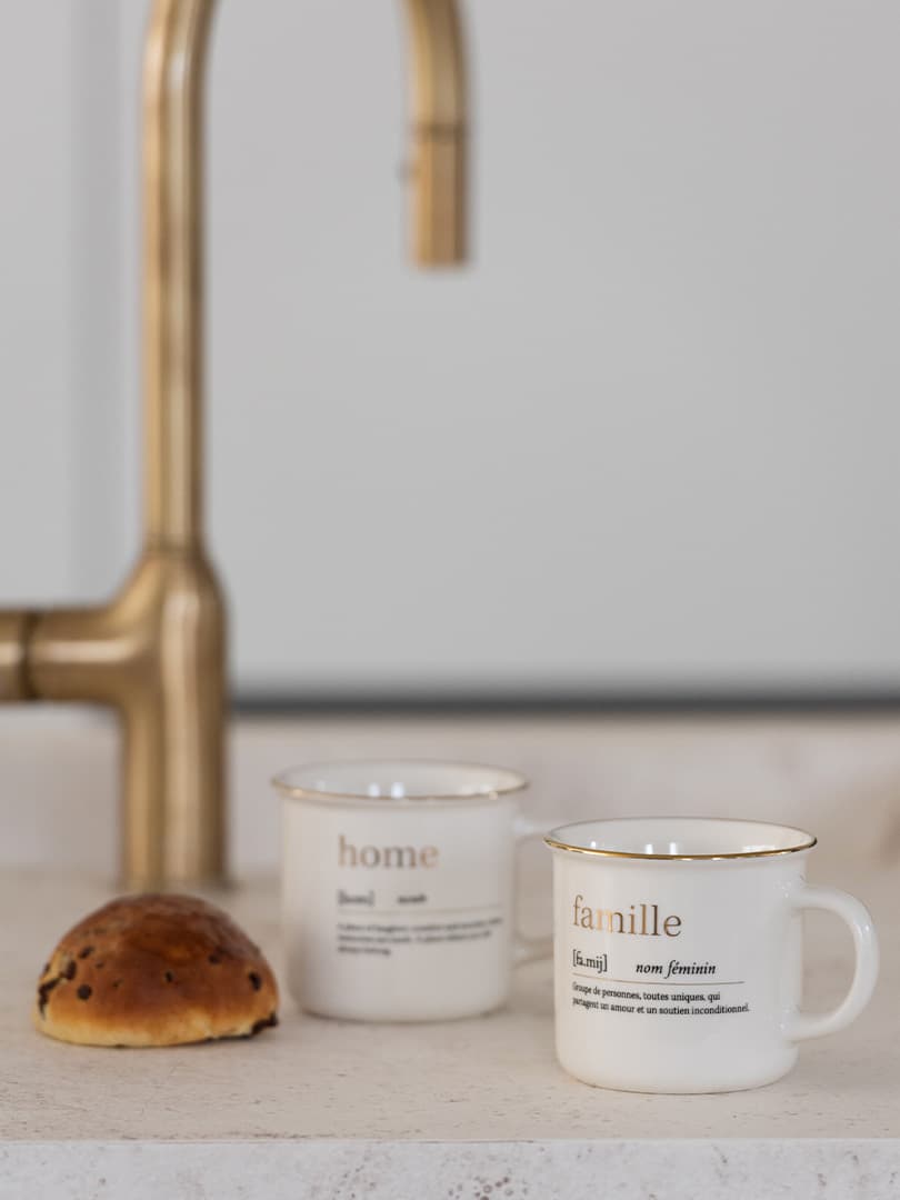 Tazza Messaggio Family Home Ceramica Oro Assortimento di 2