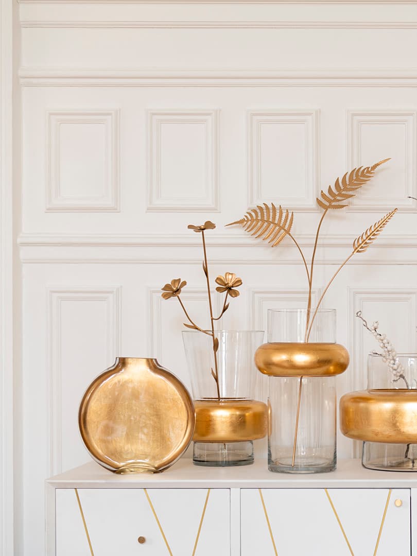 Vaso Miki in Vetro Trasparente e Oro